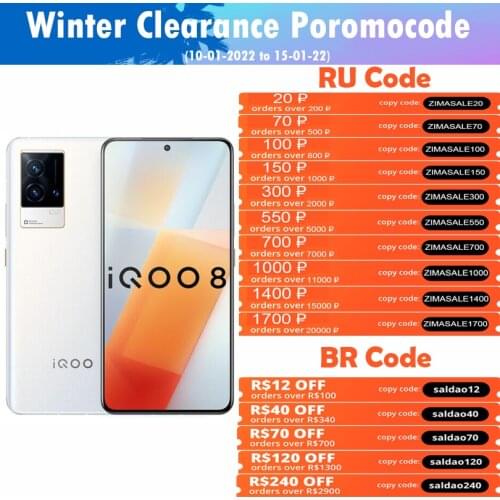 New Official Original VIVO IQOO 8 5G Smartphone Snapdragon 888 6.56inch 120Hz AMOLED 4350mAh 120W Flash Charge NFC 48.0MP Camera