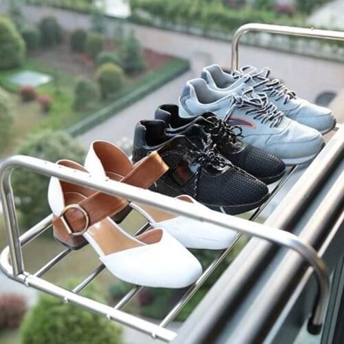 Stainless Steel Telescopic Rack Window Drying Rack Multi Balcony Folding Hanger Wall Drying Frame