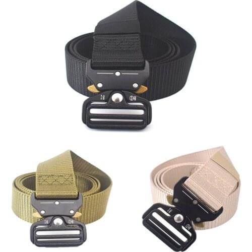 Military Police Tactical Nylon Belt Metal Buckle Adjustable Army Outdoor Quick Release Hunting Training Nylon Belt Clothes Gear