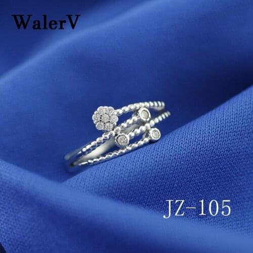WalerV New for Women Custom Made Fashion White Purple Crystal Irregular Zircon Rings Open Ring Prom Jewelry Gift