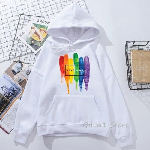 Love wins sexy lip printed Rainbow LGBT clothes Gay Pride hooded hoodies women Lesbian sweatshirt cute hoodie free shiping