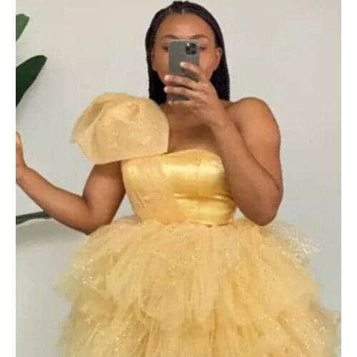 New Arrival Sparkle Tulle One Shoulder Women Tops With Big Bow Fashion Short Women Summer Top Female Tank
