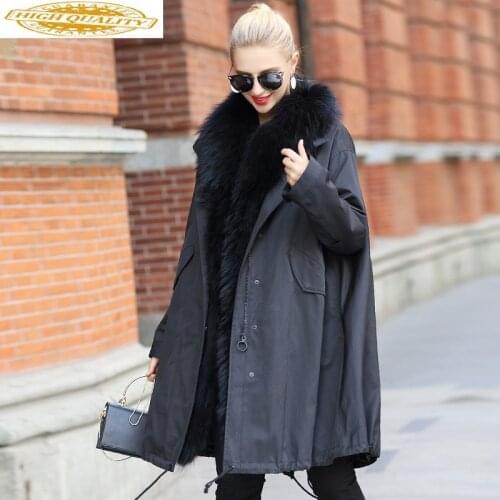 Real Fur Coat Female Real Raccoon Fur Collar Down Jacket Winter Jacket Women Korean Long Jackets for Women Parka MY4006