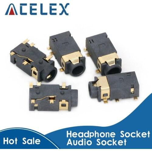 100Pcs 3.5Mm Dip Headphone Socket Audio Socket Pj-342 Surface Mounted 6 Feet Double Track Gold Plated PJ342