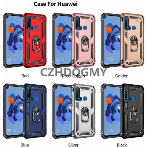 100pcs/lot Shockproof Armor Phone Case For Huawei Mate 20 Pro P20 Lite 2019 Nova 5 Pro 5i 4 With Car Ring Bracket