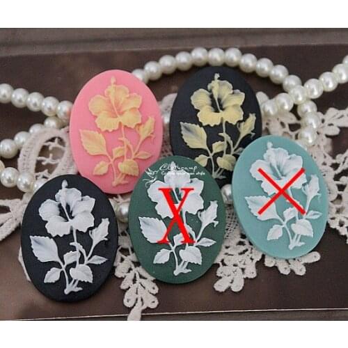 21PCS Three colors 30x40mm Flower Resin Cabochon Jewelry Supplies Decoration DIY findings- (CAB-ZM)