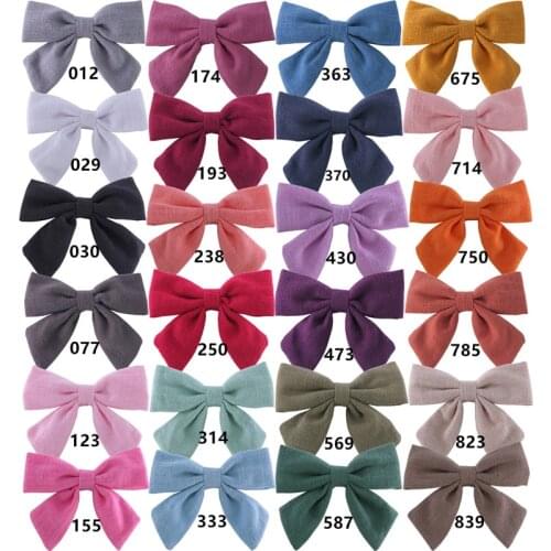 24 Pcs/Lot, 2021 New Baby Girls Cotton Linen Sailor Bow Hair Clips, Fabric Bow Nylon Headbands, School Girl Bow hair accessories