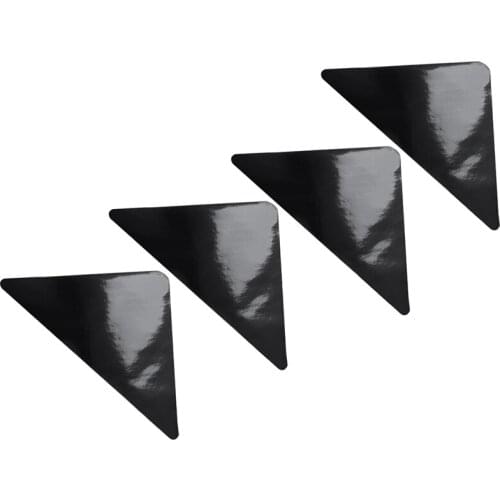 4 pcs/set 15*7.5cm Reusable -shaped Anti-skid Rubber Floor Carpet Mat Rug Gripper Stopper Tape Sticker (Black)