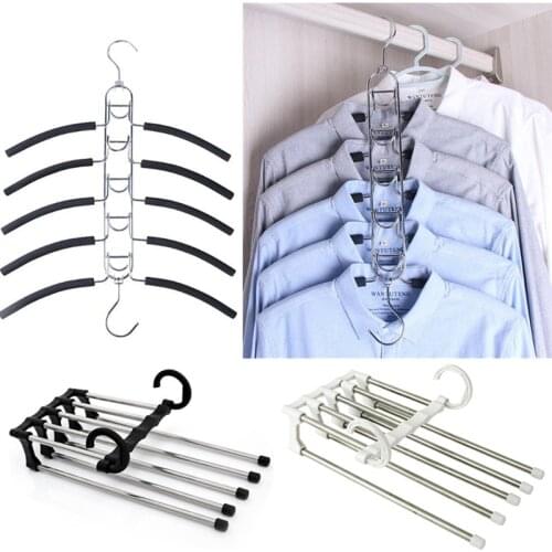 5 Layer Non-Slip Non-Trace Clothes Hanger Space Saving Storage Organizer Storage Rack Multifunctional Hanging Storage Holder