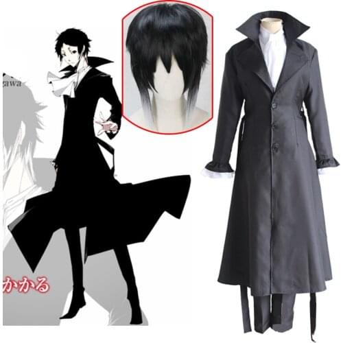 Anime Stray Dogs Cosplay costumes Ryunosuke Akutagawa uniform Cape / shirt / trousers / Skirt / Wig costumes for Men Halloween