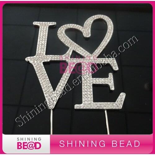 Free Shipping,Wedding Love Rhinestone Cake Topper,Crystal Big Love Wedding Cake Topper For Gift