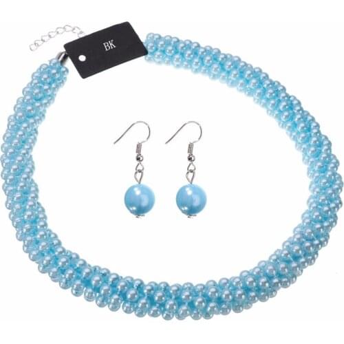 BK Fashion Jewelry Multi Color Chain Choker Statement Bib Necklace Earrings Sets