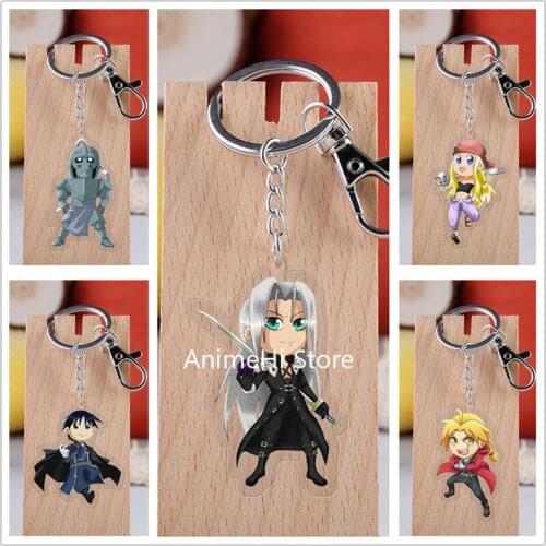 20 pcs/lot Fullmetal Alchemist Acrylic Keychain Toy Figure Edward Elric Bag Pendant Key Ring Gifts