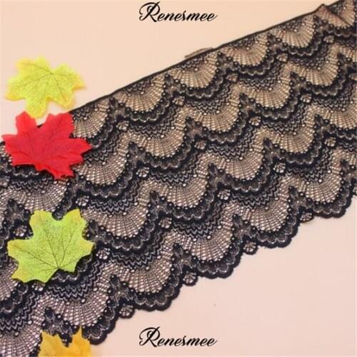 3Yards Ivory Black Wave Elastic Mesh 20cm width Lace Trimming Handmade DIY Clothing Accessories Lace Exquisite Stretch Homemade