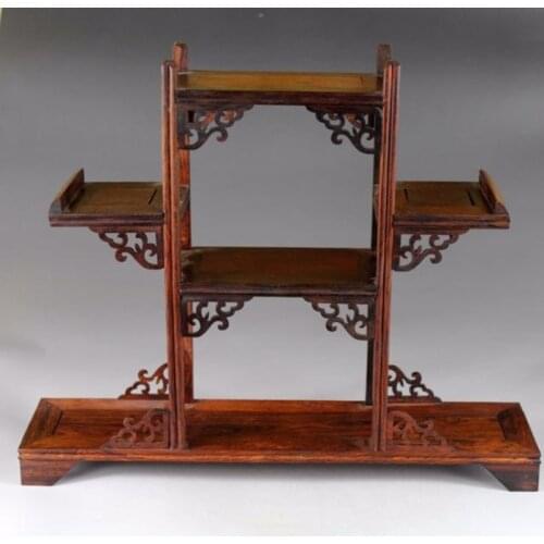Exquisite Chinese classical hand-made hardwood rosewood antique wooden stand display shelf