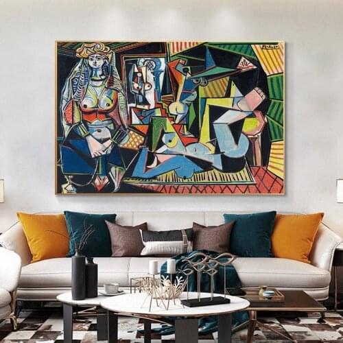 Picassos Les Femmes D'Alger Canvas Paintings Reproductions Famous Artwork Canvas Art Posters and Prints Wall Art Pictures