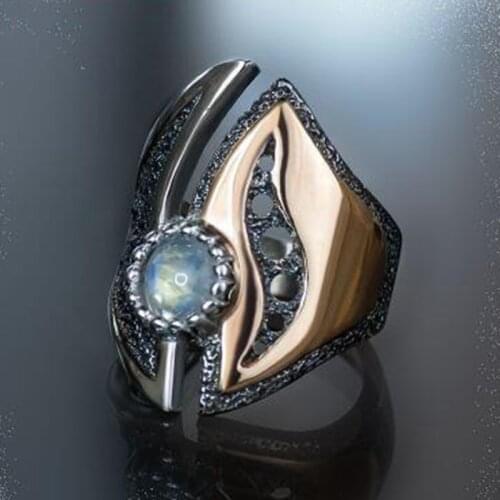 New Trendy Hollow Wave Zircon Rings for Women Vintage Two Tone Tungsten Punk Finger Men Ring Fashion Jewelry Z3T399