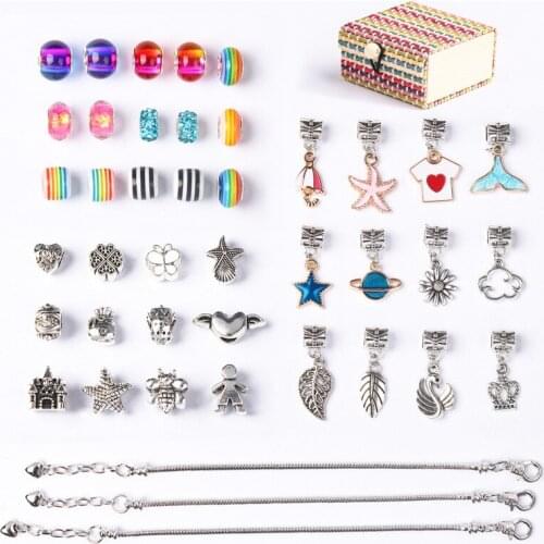 Colorful Cartoon Crystal Bracelet DIY Handmade Jewelry Bamboo Box Set Gift Girls Hand String Beads for Jewelry Making