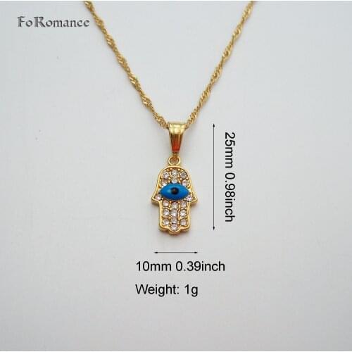 YELLOW GOLD OVERLAY FILL BRASS 18INCH NECKLACE & HAND HAMSA EVIL EYE FULL CZ STONE PENDANT/Great Money Maker