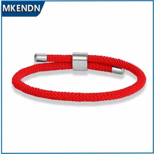 MKENDN Minimalist Milan Rope Bracelet Red Adjustable Bracelet Men Women Distance Couple Jewelry Handmade Thread Bracelet Gift