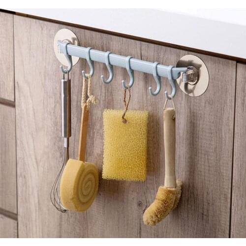 Multifunction Kitchen Storage Hook Holder 6 Hooks Wall Door Holder Hanger Rack For Spoon Scoop Bathroom Kitchen Organizer