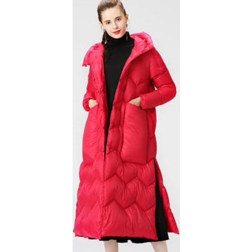 Newest Solid womens down jacket women winter long coat filler White duck down woman parkas long sleeve winter parka with hat