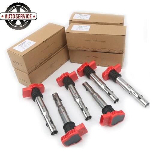 NEW 06E 905 115 B 6Pcs Red Ignition Coil For VW Touareg AUDI A4 A5 A6 Allroad A7 A8 Q5 Q7 R8 3.0 3.2 V6 UF-529 C1631 UF529
