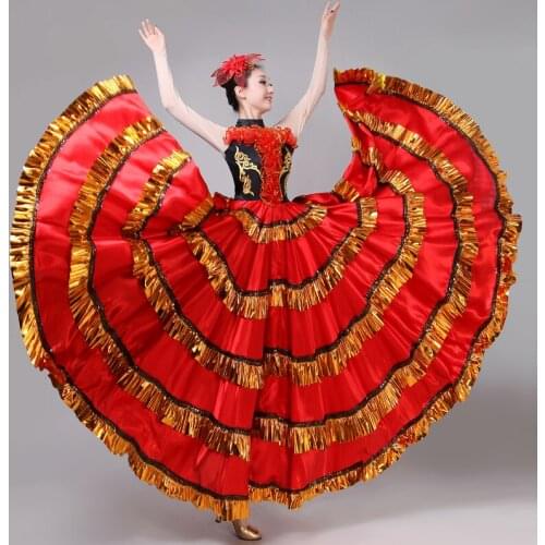 Flamenco Dress Ladies Long Skirts Bullfighting Spain Dancer Costumes Gypsy Outfit Women Ballroom Dancing Dresses Woman DN3047