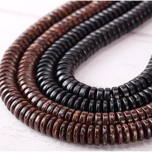 50pcs 6 8 10 12MM Flat Round Coconut Beads Loose Beads Spacer Beads for DIY Earring Bracelet Necklace Jewelry Making Accessories