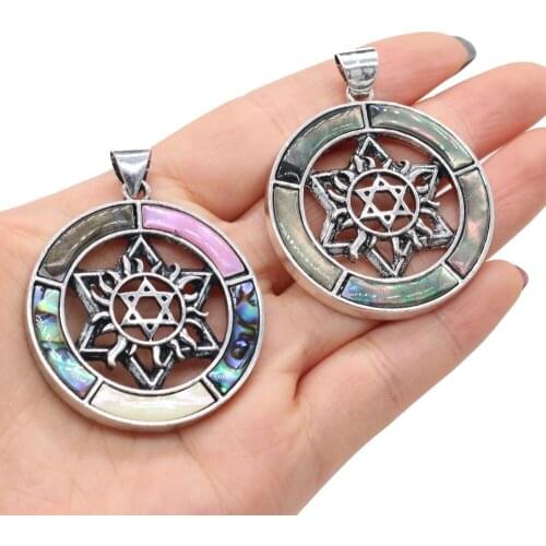 New Style Natural Shell Round Pendant Charms For Jewelry Making DIY Necklace Anklet Accessory
