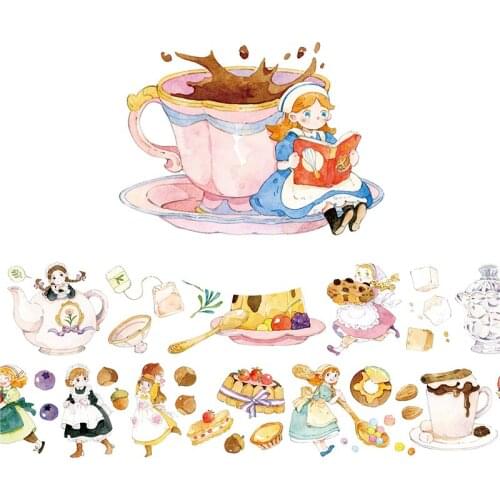 Happy Sweet Afternoon Tea Washi Tapes Bullet Journal Masking Tape Adhesive Tape DIY Scrapbooking Decorative Washi Stickers