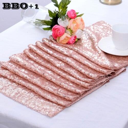 30x275cm Sequins Tablecloth Glitter Rectangular Table Cloth Rose Gold For Party Wedding Birthday Western Tableware Decoration