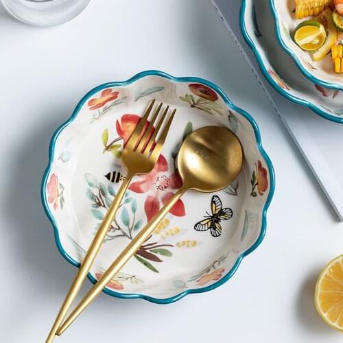 Modern housewives Japanese tableware ceramic net red lovely bowl creative noodle bowl cherry rice bowl fruit salad bowl