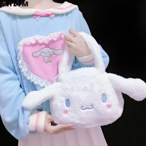 Sac Sanrio Cinnamoroll Plush Bag Handbags Shoulder Messenger Tote Bags Za Woman 2021 Kawaii Y2k Lolita Girl Gifts Sheining