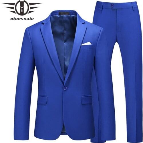 Green Pink Red Yellow Burgundy Brown Purple Royal Blue Wedding Suit Groomsmen Classic Mens Suits With Pants Formal Suits Q947