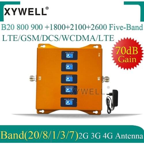 1PCS B20 800 900 1800 2100 2600mhz Five-Band 4G Cellular Amplifier Repeater GSM 2g 3g 4g Mobile Signal Booster LTE GSM DCS WCDMA