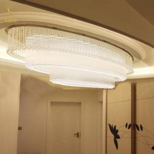 Villa Living Room Hall Ceiling Light Oval Hotel Lobby Crystal Light Customized Large Club Sales Project Light led lighting lamps