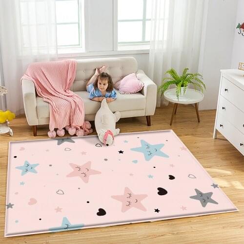 Simple Style Childrens Baby Rugs Flannel Carpet Star Smile Pattern Soft Floor Children Crawling Play Childrens Safe Carpet