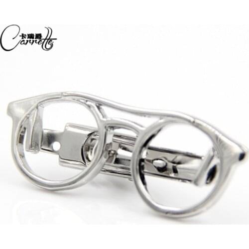 High quality copper plated glasses modeling tie clip high grade mens tie clip