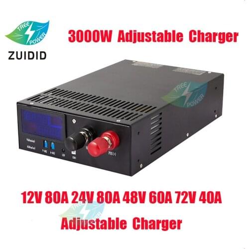 3000W high-power charger! 48V 60V 72V 50A 60A constant voltage constant current digital display adjustable charger