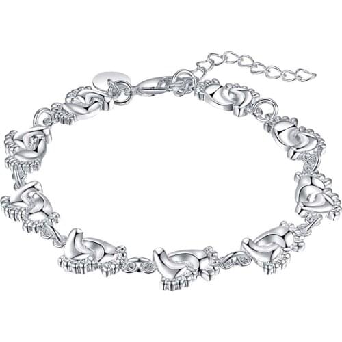 Lucky Silver Color Charm Bracelets For Women Fashion Classic Jewelry Wholesale Christmas Fashion Silver Color Jewelry /brbakiia