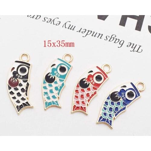 10pcs/Lot DIY Fashion Charms Gifts Enamels Carp Streamer Alloy Pendant Making Hair Bracelet Necklace Jewelry Accessories