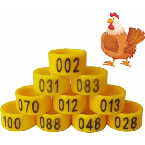 100pcs No.1-100 Chicken Foot Ring Hen Chicks Duck Goose Digital Foot Ring Poultry Farming Equipment
