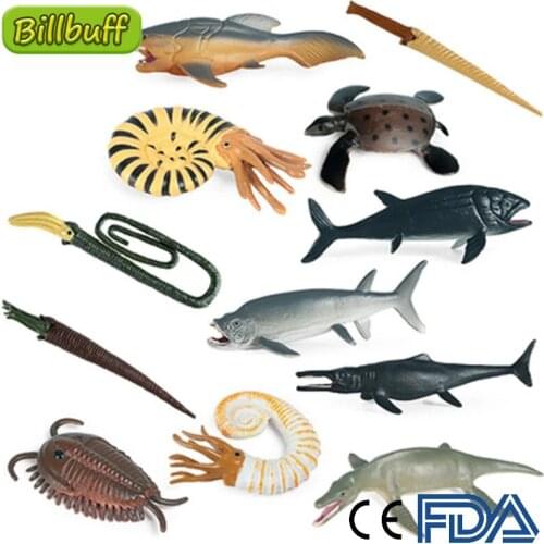 12Pcs Simulation Ocean Animals Ammonites Deng Fish Model Toy Sets Action Figures Educational Toy for Children Toys Figure Gifts
