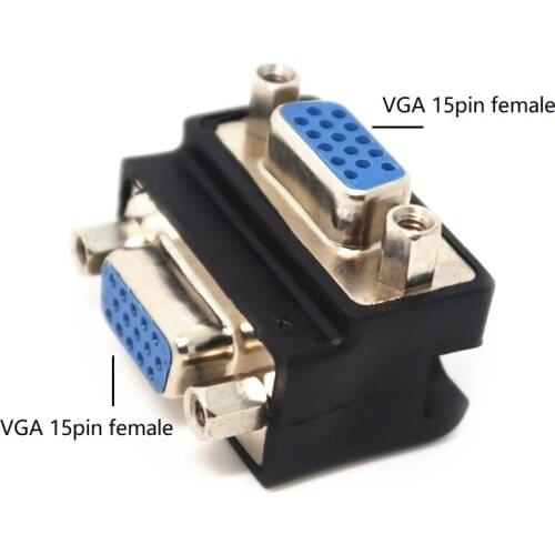 5pcs/Pack 90 Degree Down Right Angled VGA SVGA Female To VGA 15Pin Female Monitor Adapter for PC Laptop TV