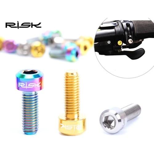 2PCS RISK M5*14mm Titanium Bicycle Brake Lever Bolts Ultralight MTB Road Bike Derailleur Lever Screws Fixed Brake Handle Bolts