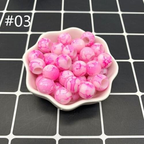 30pcs 12x10mm Pink Big Hole Round Acrylic Beads for Jewelry Making DIY Accessory#03