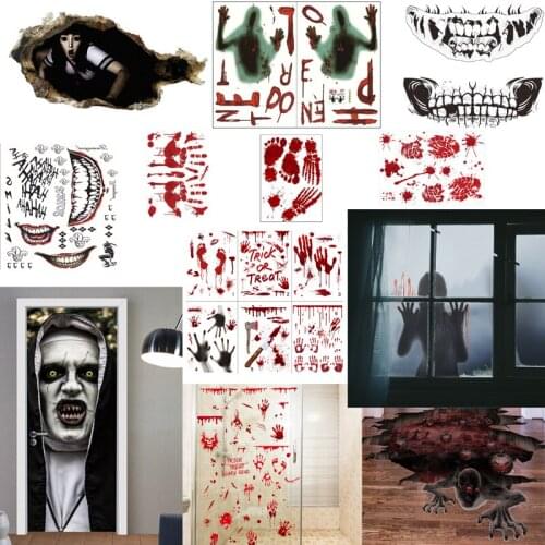32Pcs Halloween Party Scary Stickers 3D Zombie Ghost Bloody Carnival Window Door Floor Stickers Bathroom Horror Wallpaper 2021