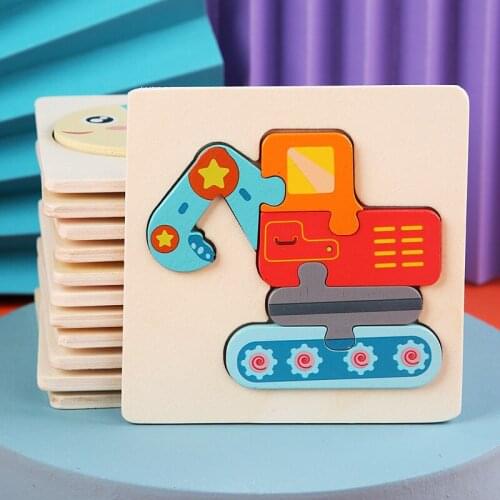 3D Wooden Puzzles Cartoon Animals Kids Cognitive Jigsaw Puzzle Wooden Toys For Children Baby Puzzle Toy Games Christmas Gift