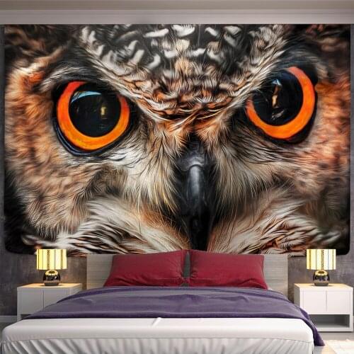 3D Owl Animal Tapestry Wall Hanging Witchcraft Boho Decoration Home Decor Colorful Owl Pattern Wall Cloth